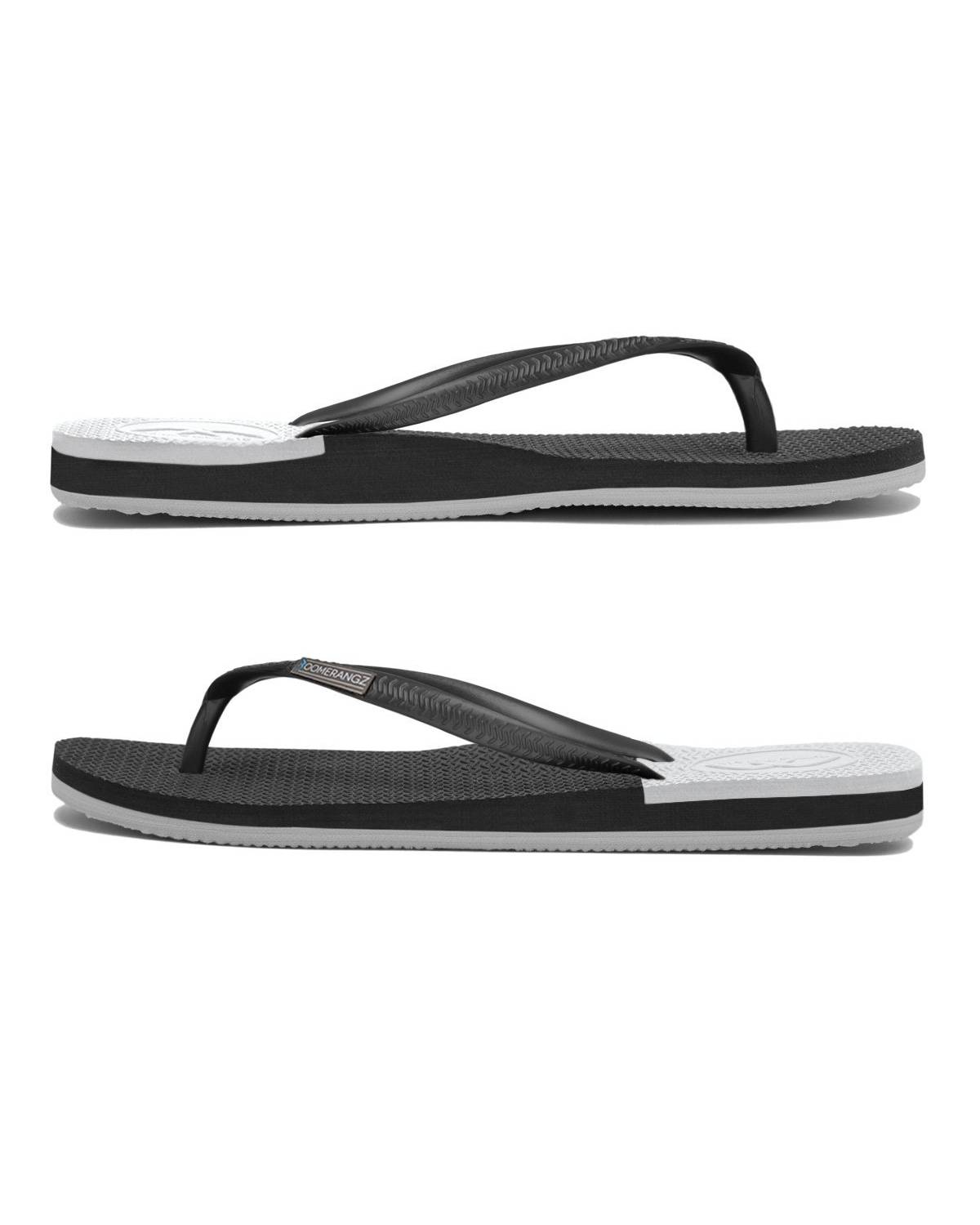 Boomerangz Women's Black/Grey/White Thongs side