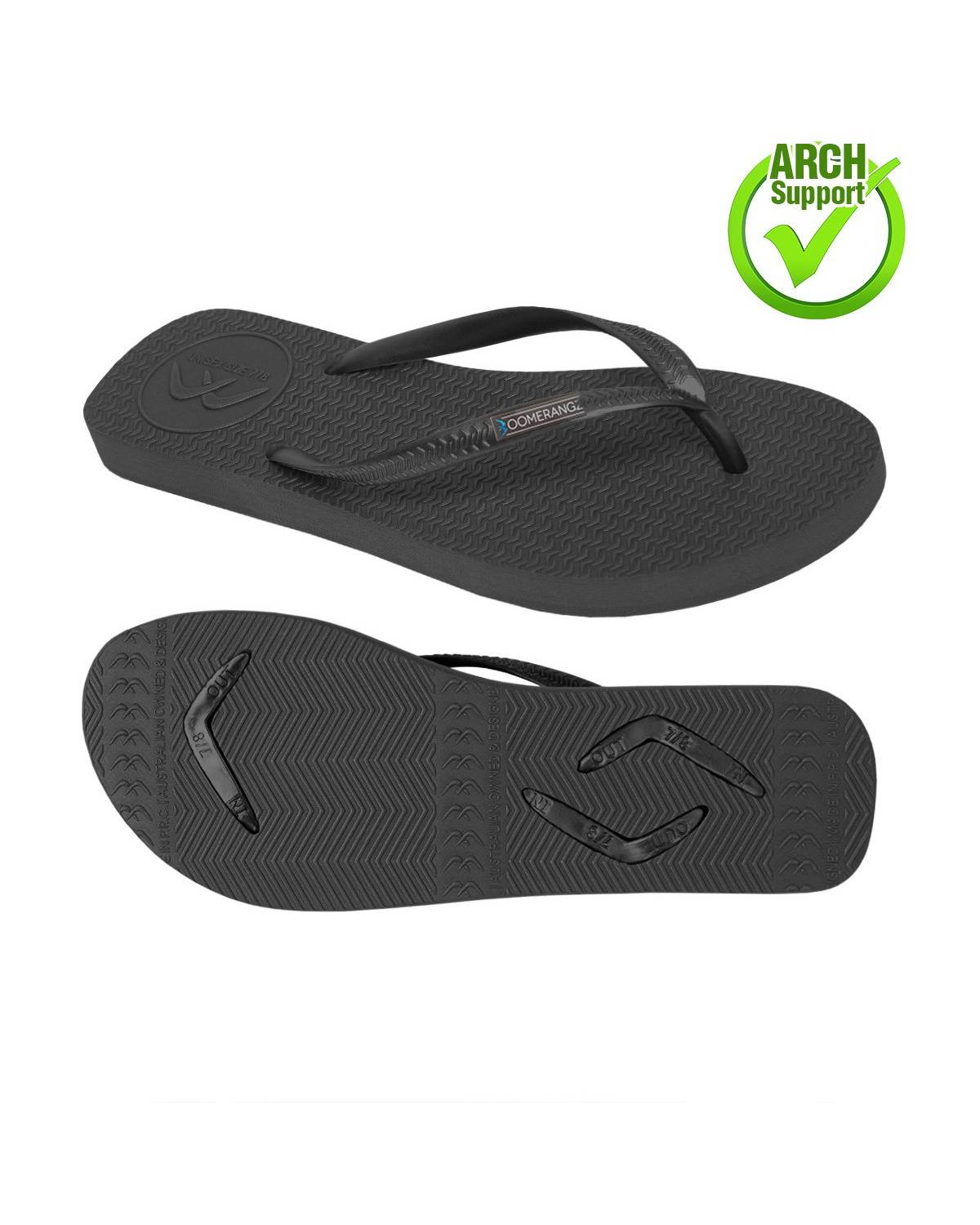 Boomerangz Women's Black Thongs arch
