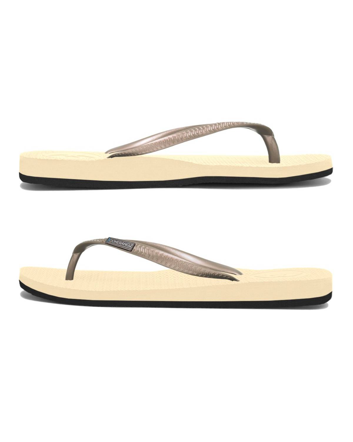 Boomerangz Women's Golden Nude/Black Thongs side