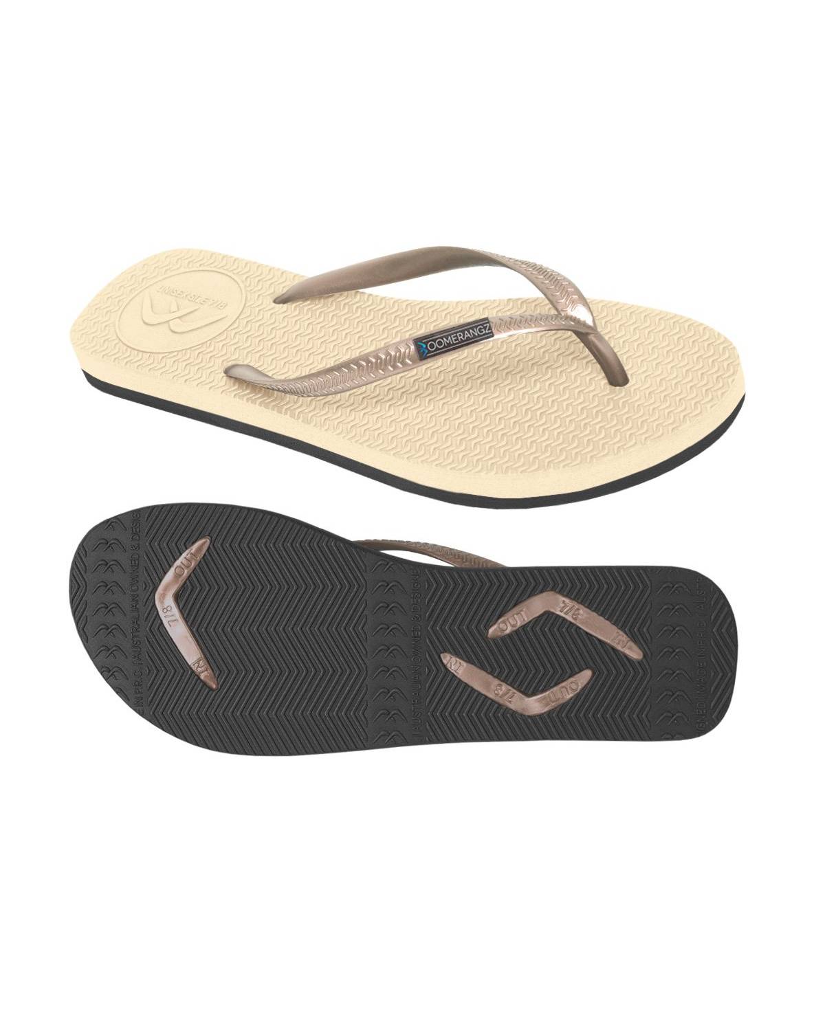 Boomerangz Women's Golden Nude/Black Thongs