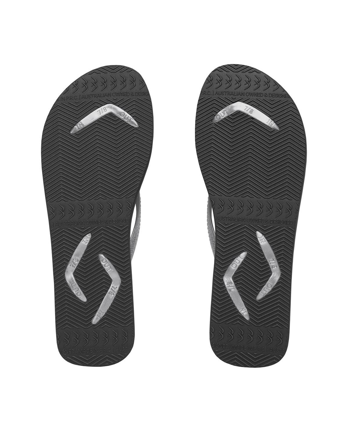 Boomerangz Women's Grey/Black Thongs bottom