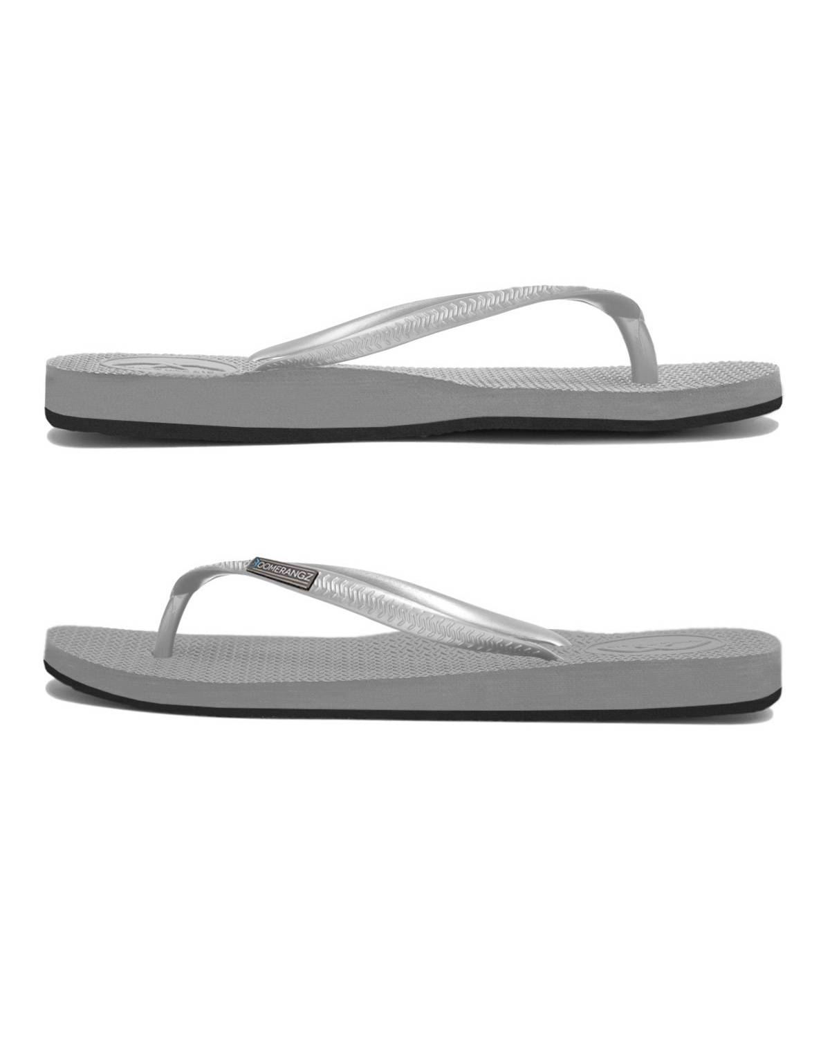 Boomerangz Women's Grey/Black Thongs side