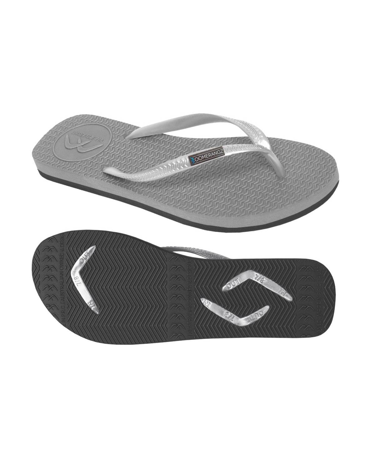 Boomerangz Women's Grey/Black Thongs