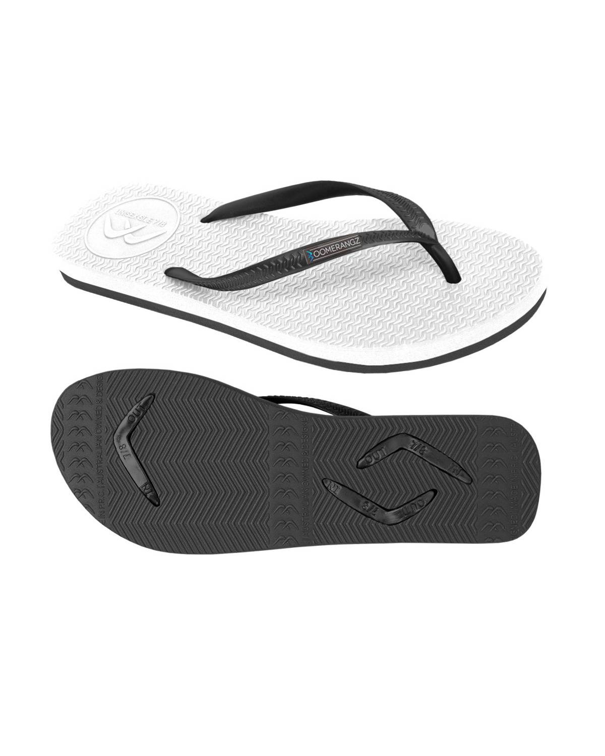 Boomerangz Women's White/Black Thongs