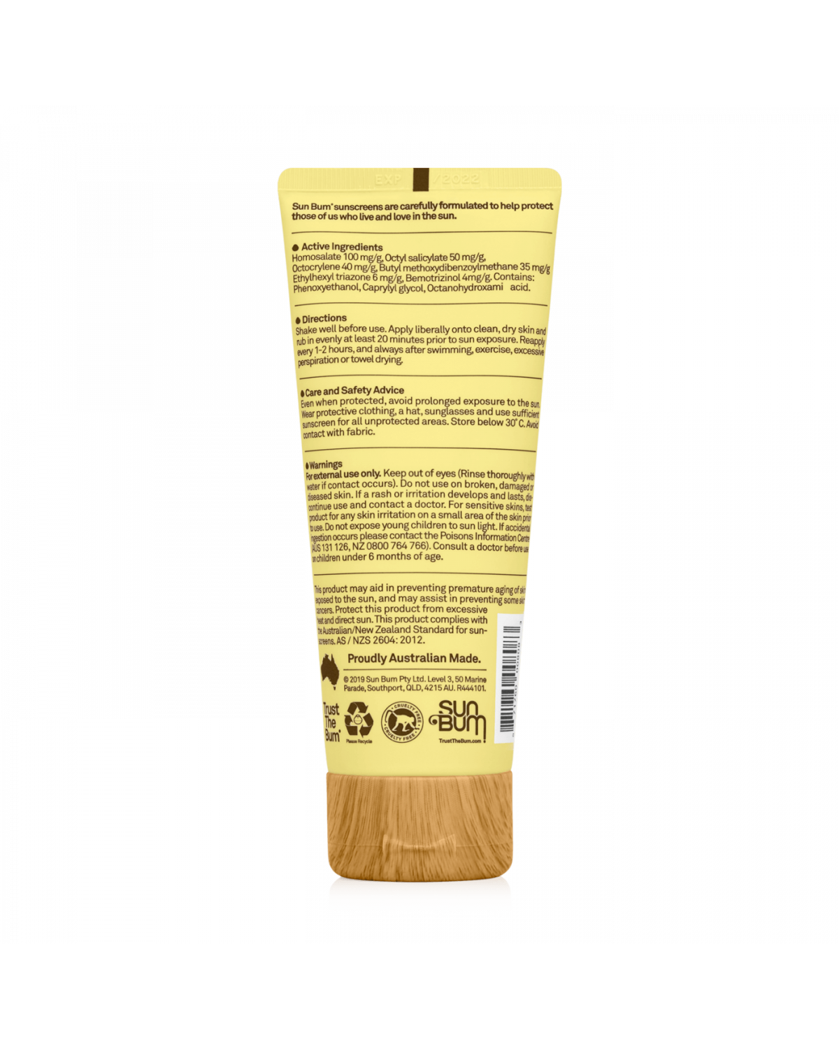 Sun Bum Face Lotion SPF 50+ sunscreen back