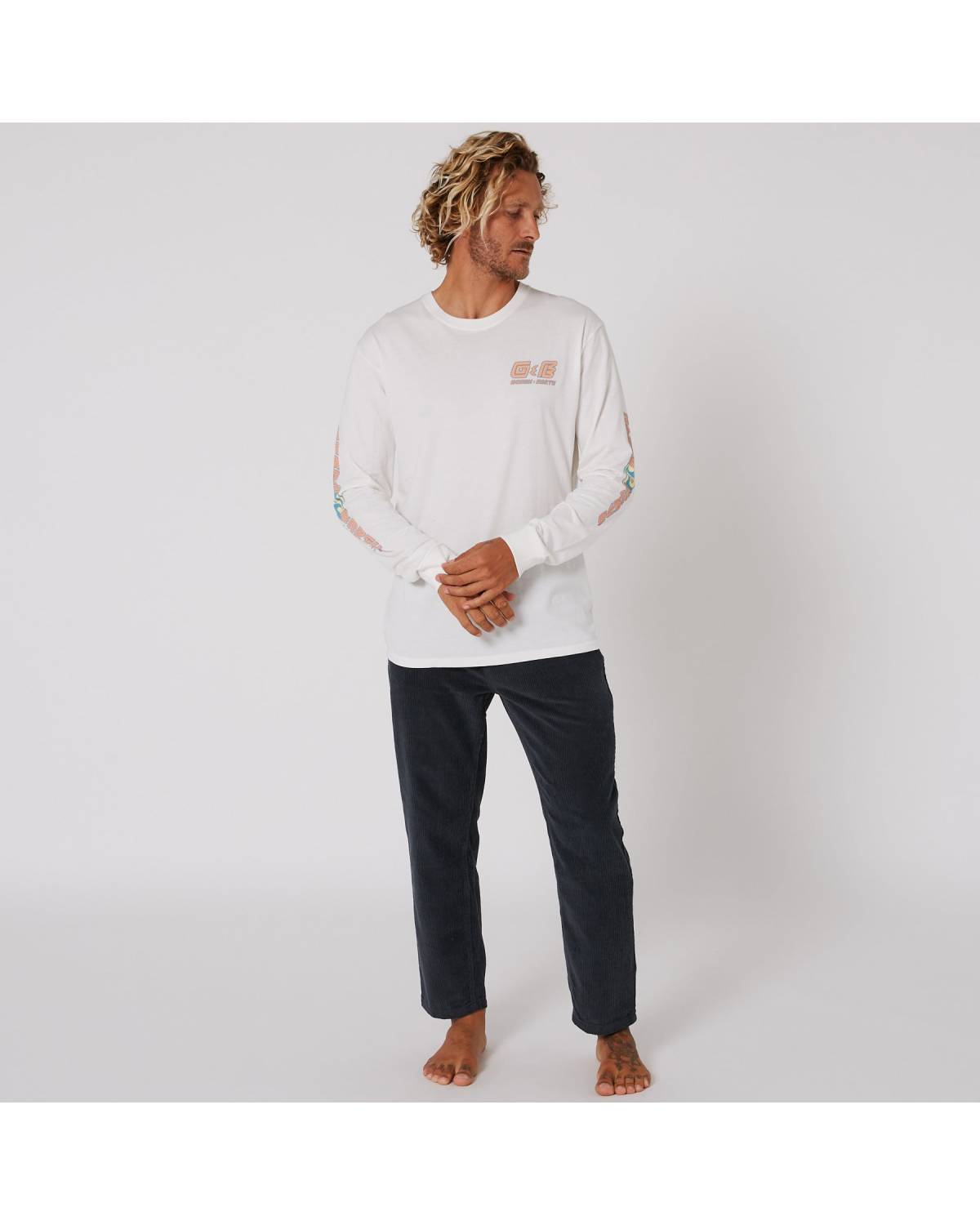 Men's 90's Wave LS Tee - Off White 
