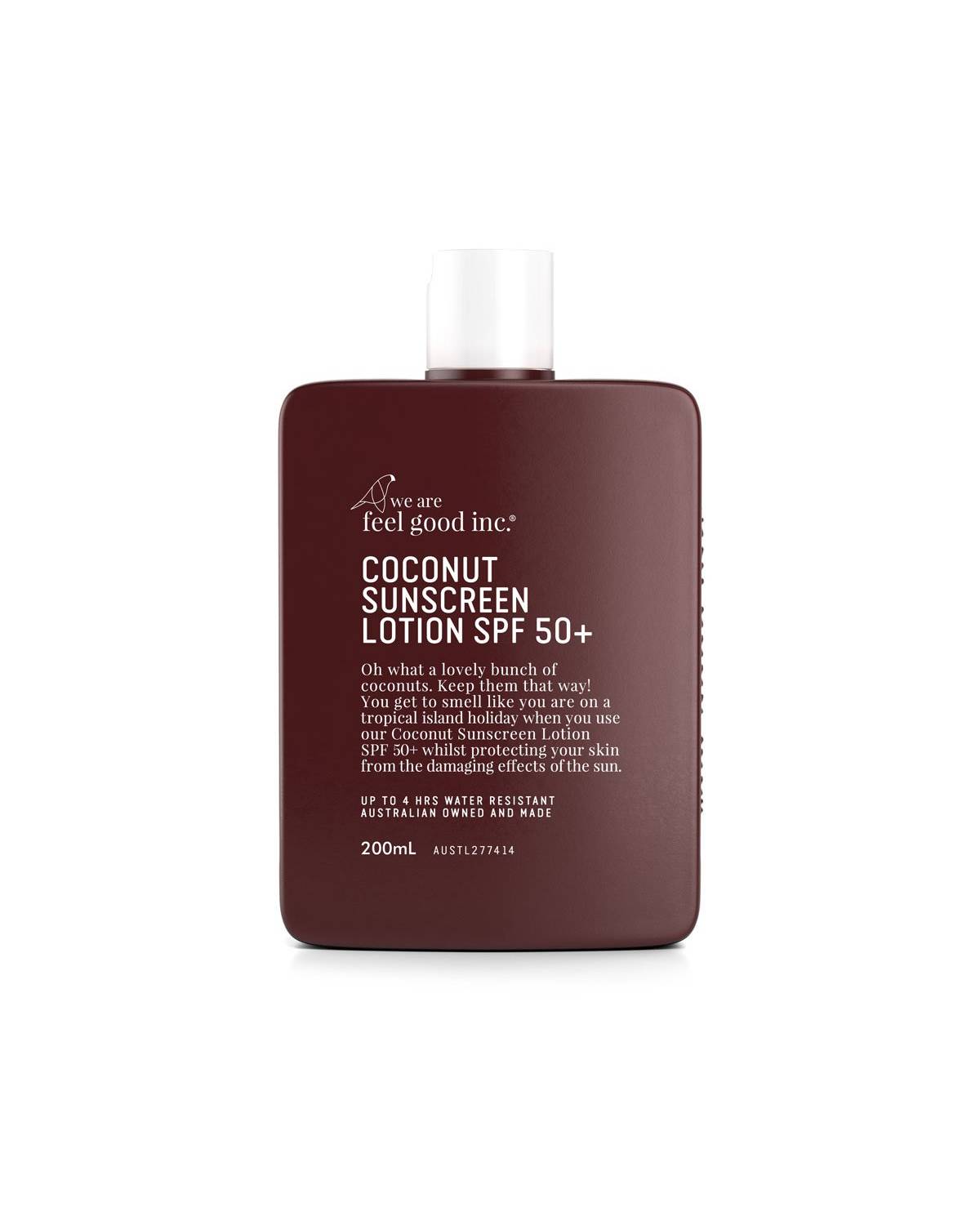 we are feel good inc cocnut sunscreen lotion spf50+ front