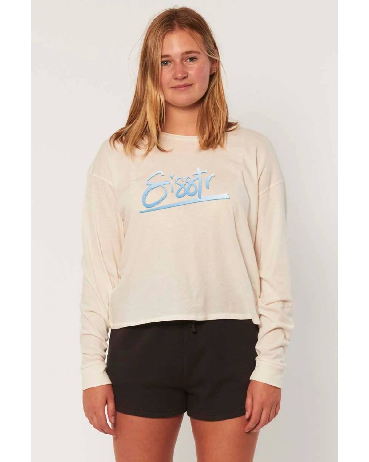 SISSTREVOLUTION  Rough Logo Organic Ls Knit Tee - Vintage White