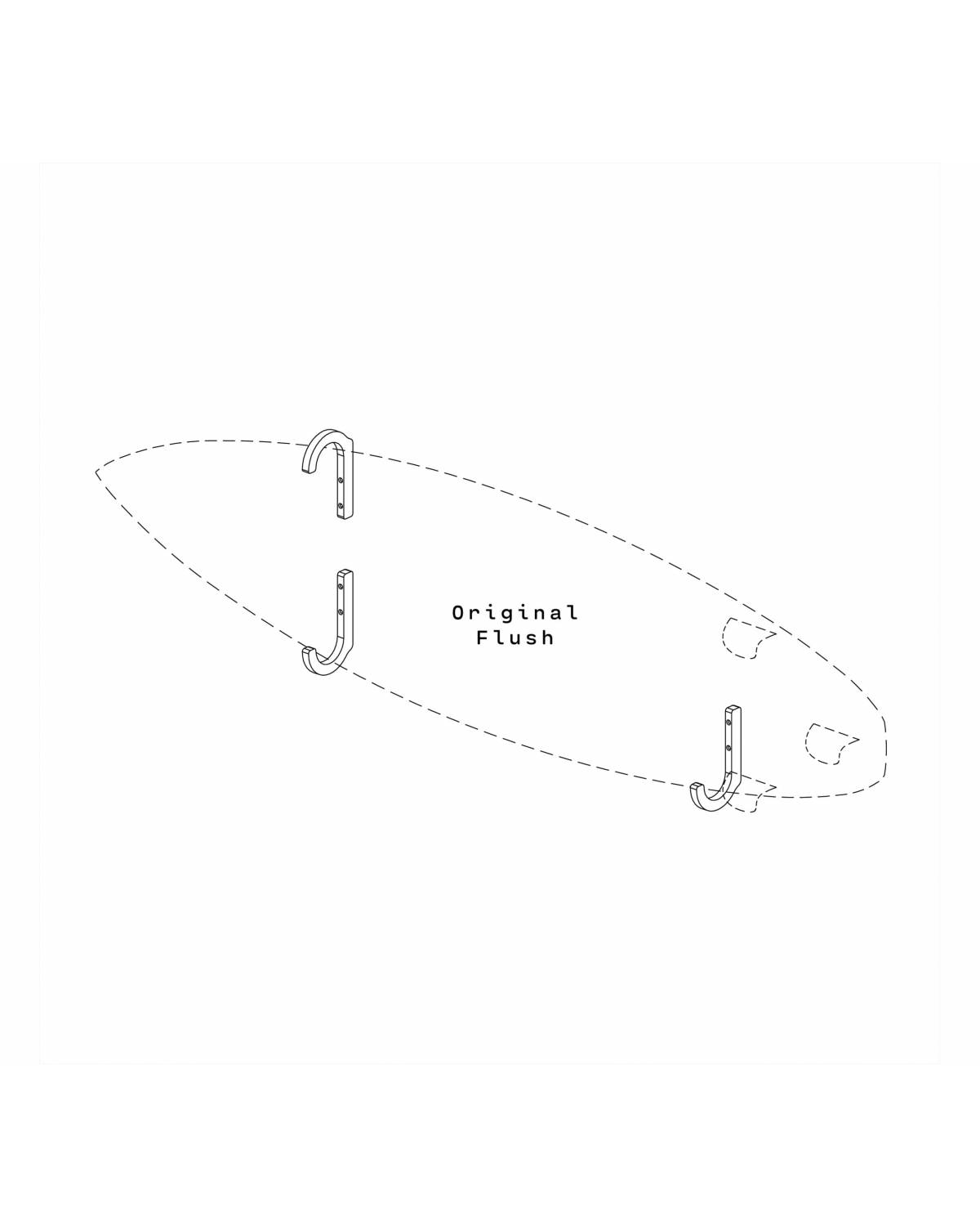 Ghost Racks Horizontal Surfboard Flush Wall Rack - original technical diagram