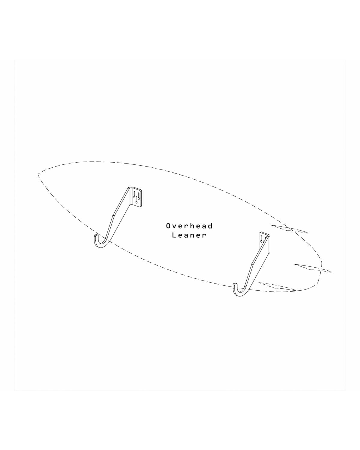 Ghost Racks Overhead Leaner Surfboard Wall Rack drawing