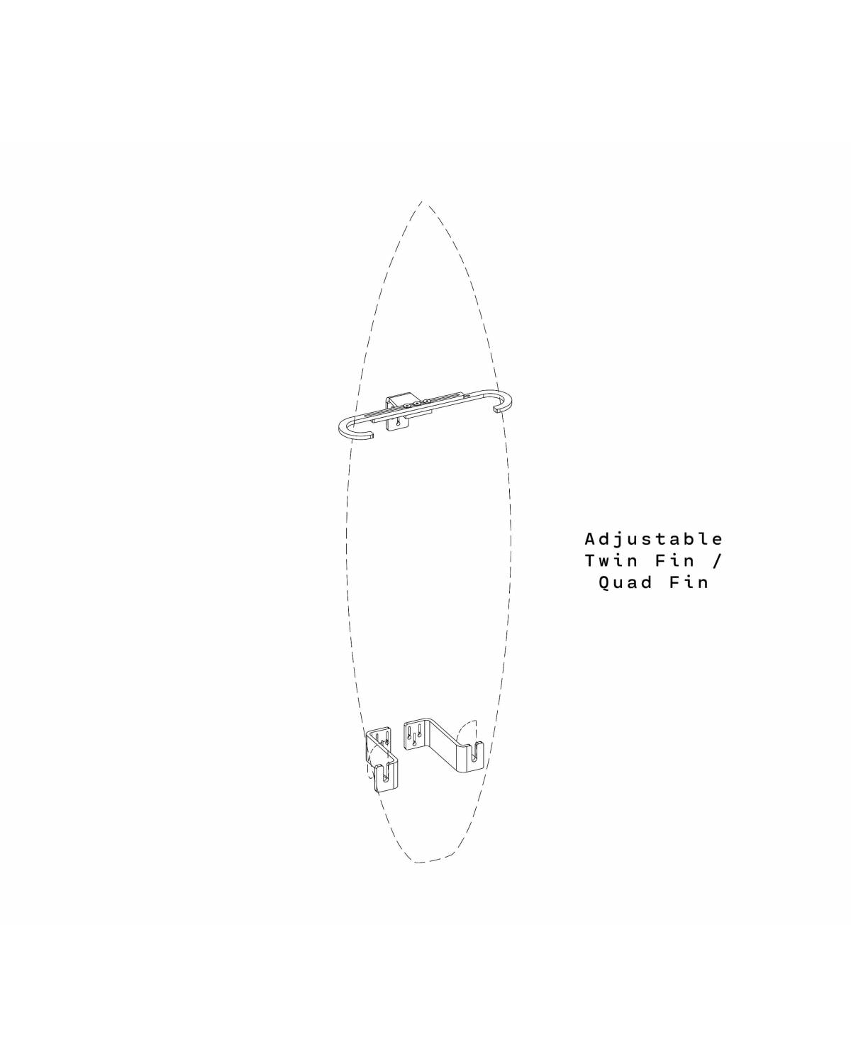 Ghost Racks Vertical Surfboard Adjustable Wall Display Rack drawing