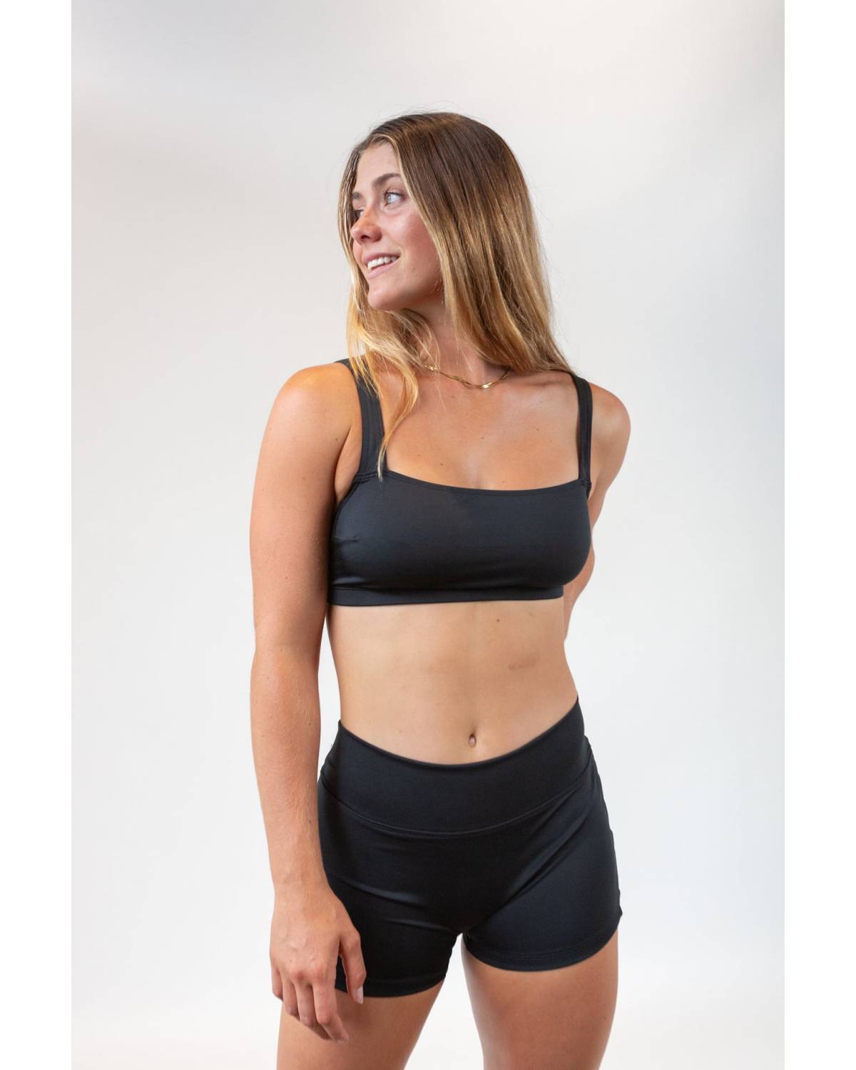 Gidget Top Black in Recycled Nylon