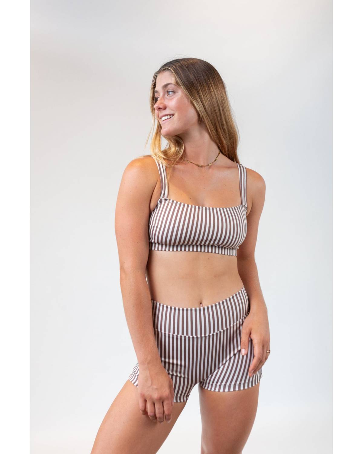 Gidget Top Cinnamon in Recycled Nylon Front