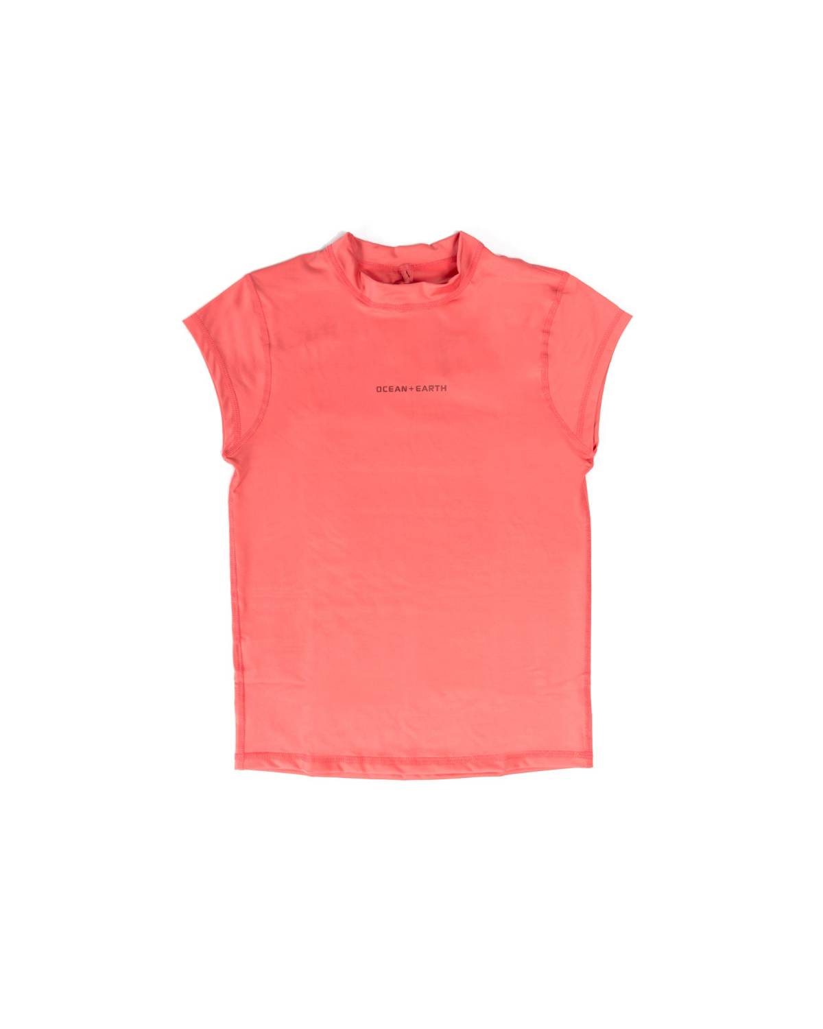 Girls Eclipse Cap Sleeve Rash Vest - Coral Pink
