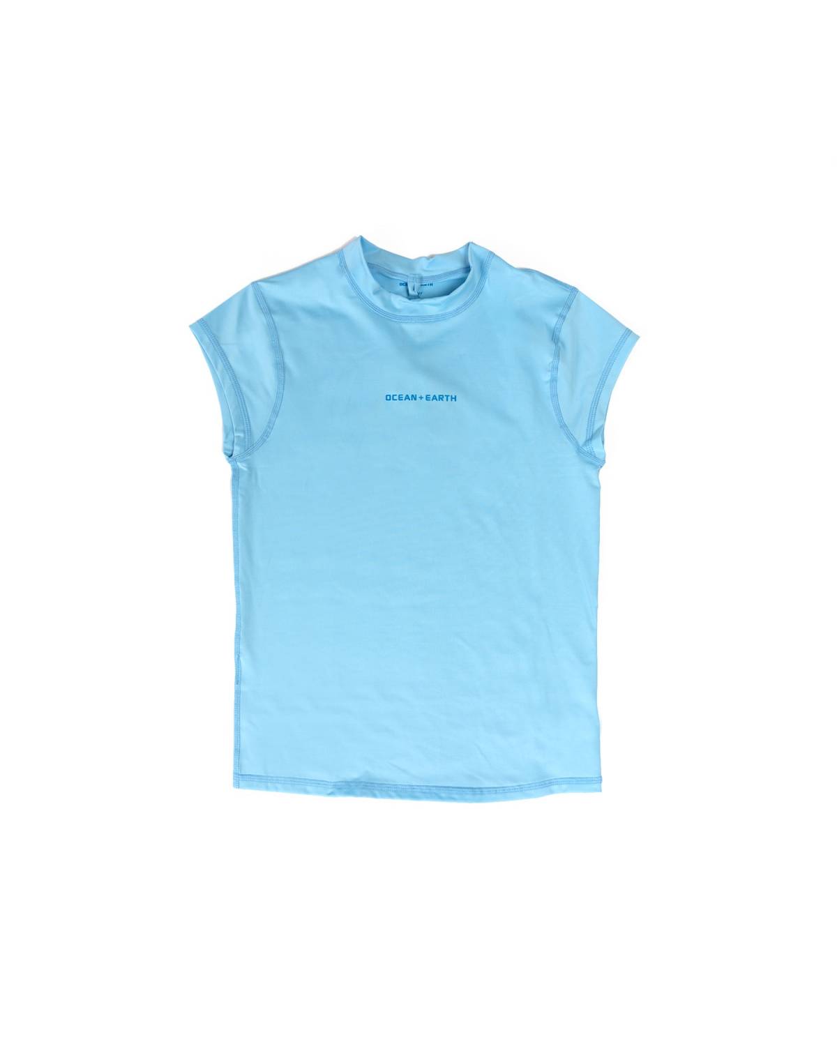 Girls Eclipse Cap Sleeve Rash Vest - Skyblue