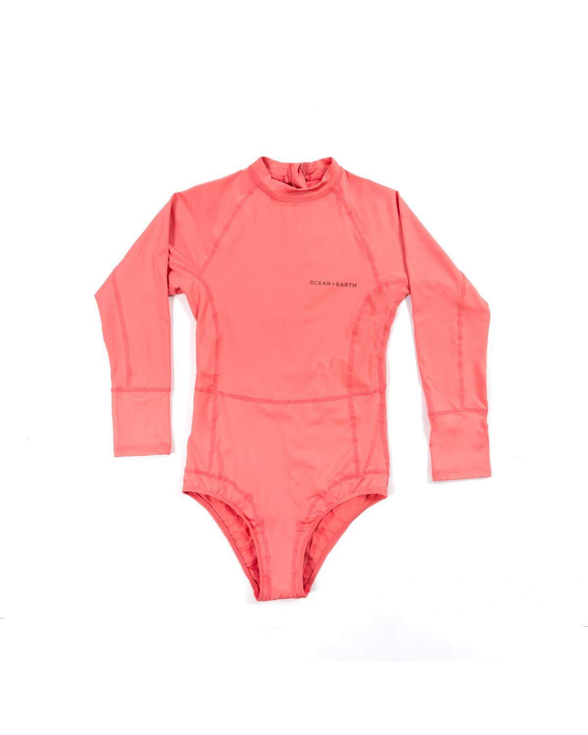 Girls Oceana Long Sleeve Back Zip Lycra Suit - Coral Pink