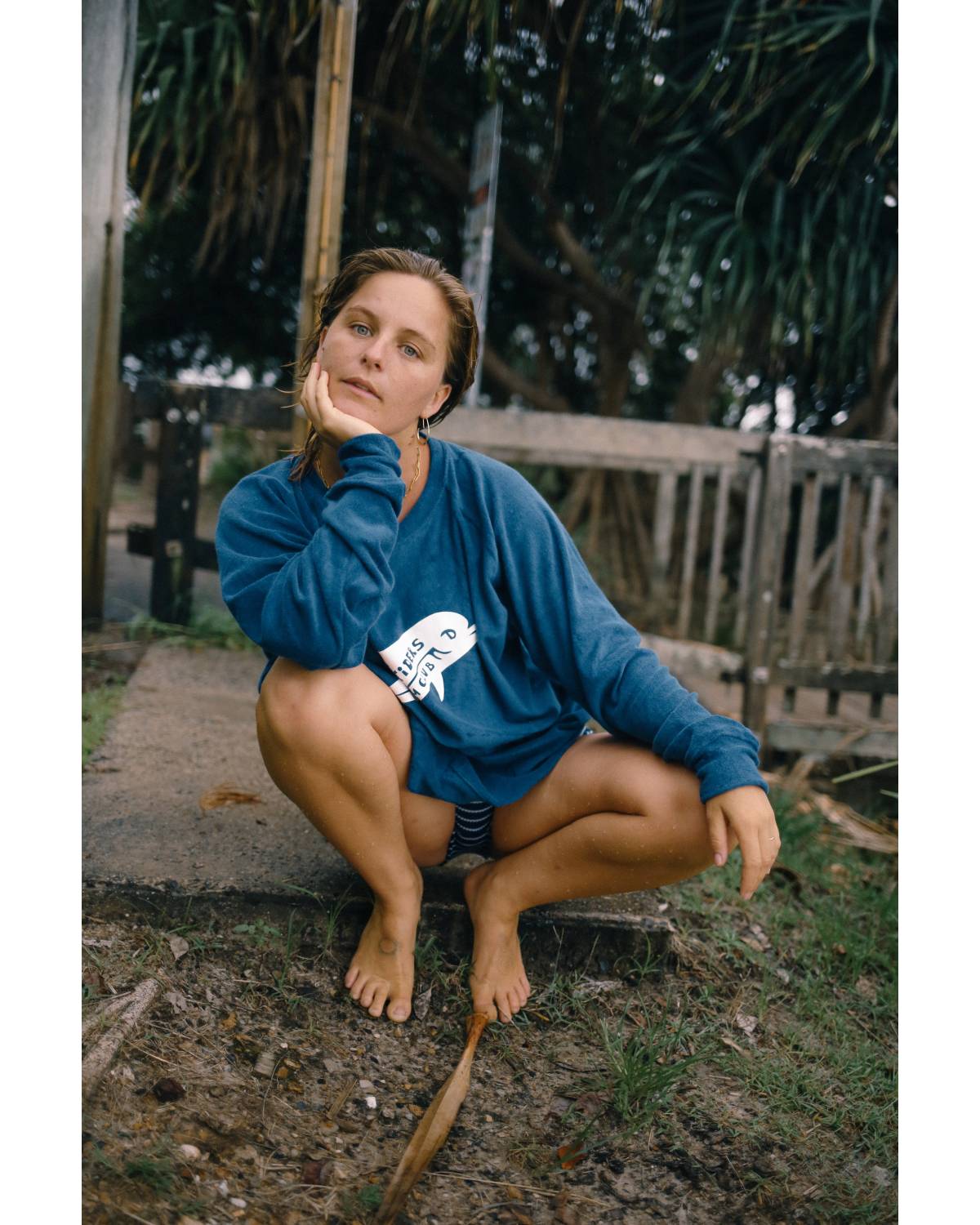 Sweater sitting outdoors