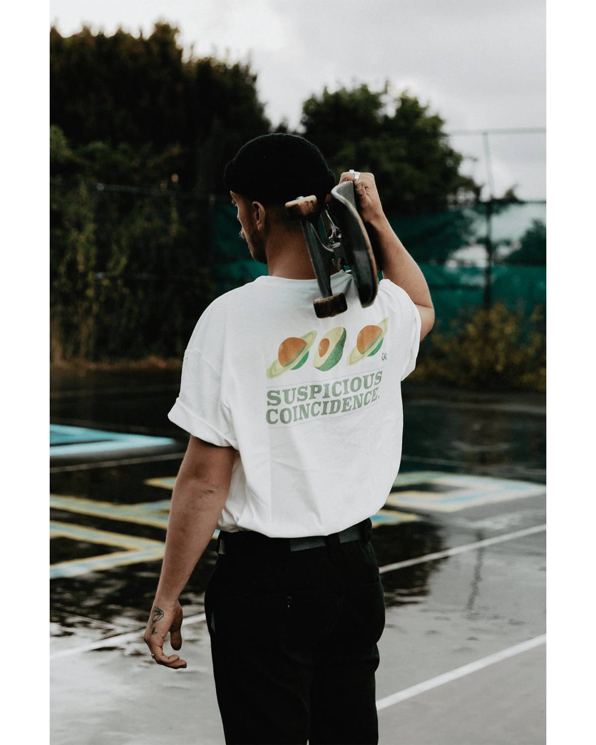 Inner Relm Suspicious Coincidence Hemp Tee back