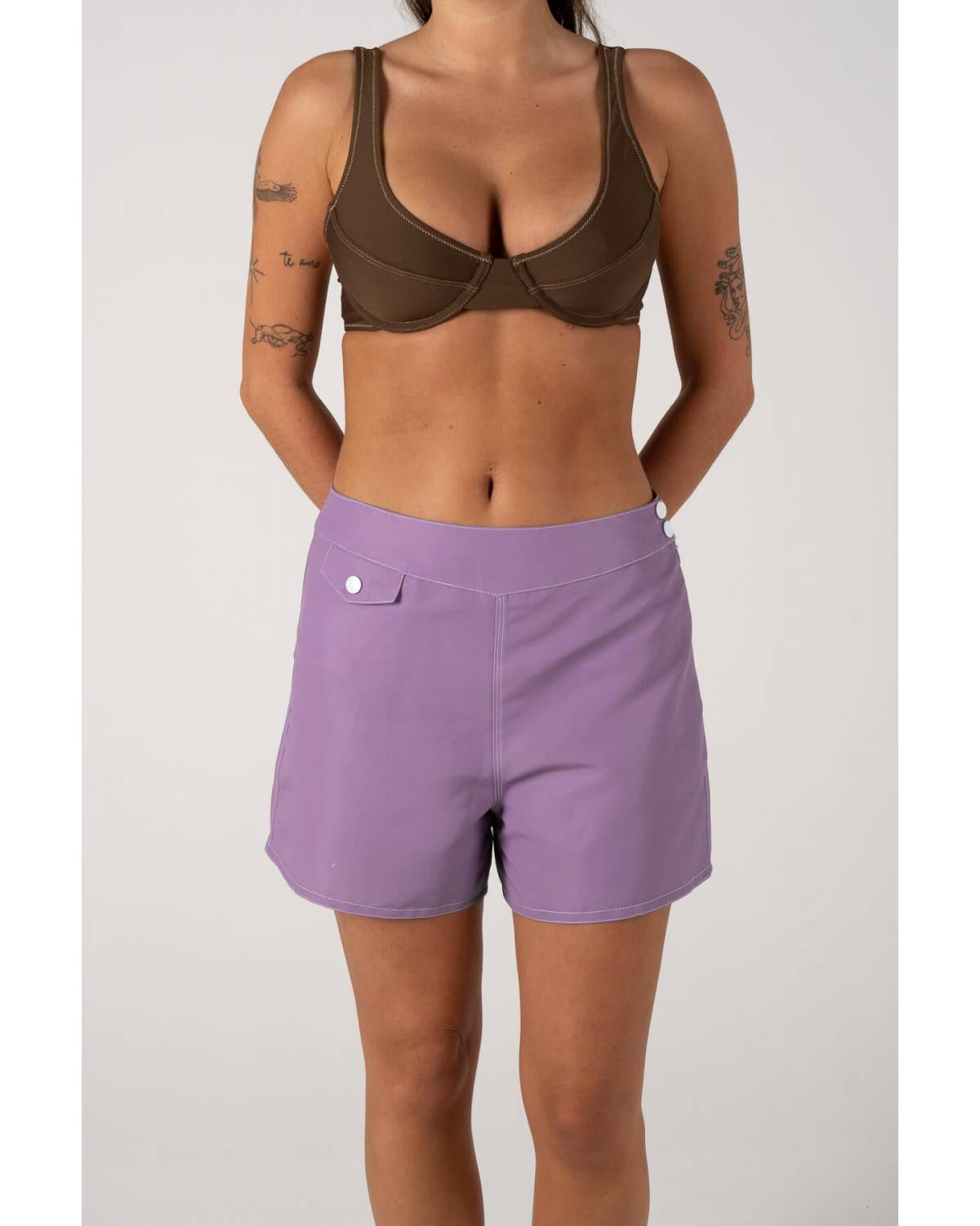Front view purple trunks