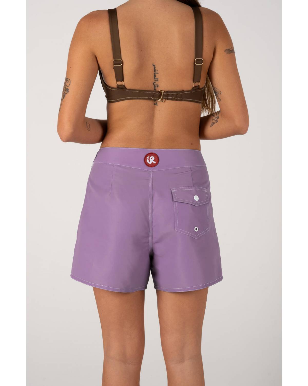 Back view purple trunks