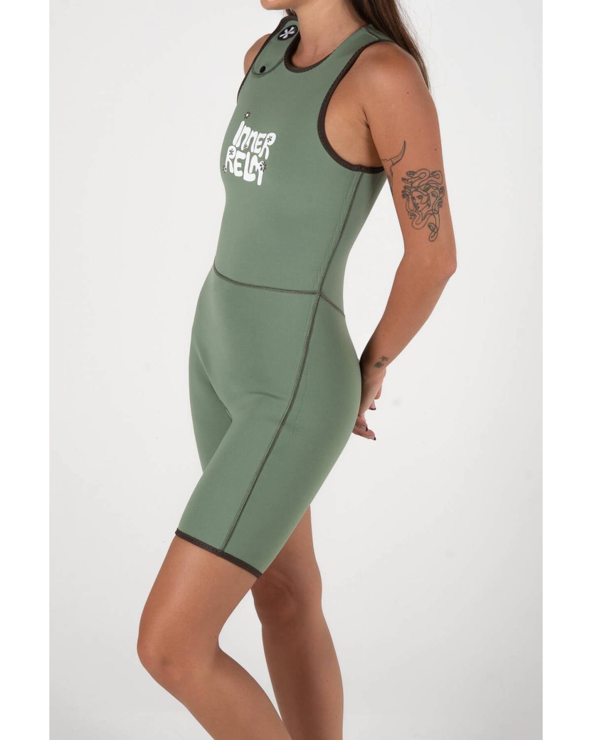 Green wetsuit back view