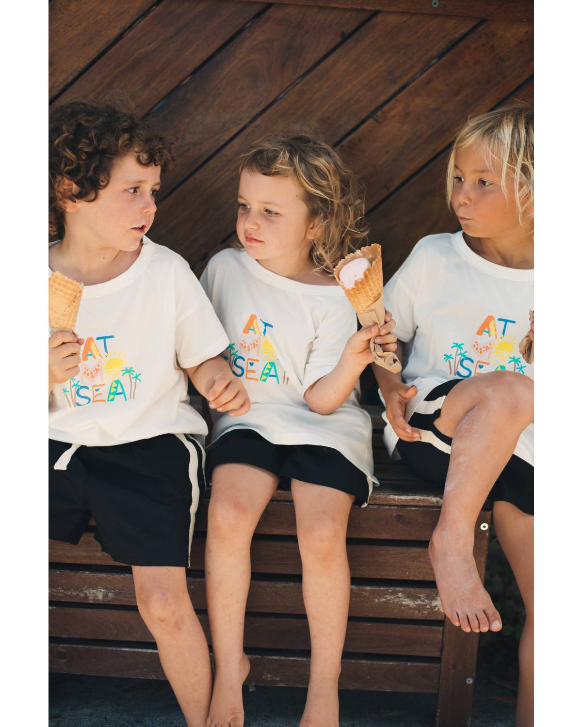 Kids in Tees Eating Ice Cream