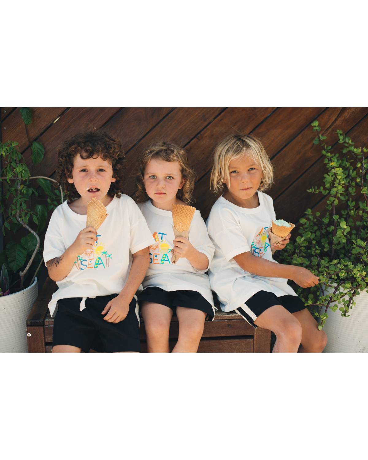Kids on Bench with Ice Cream
