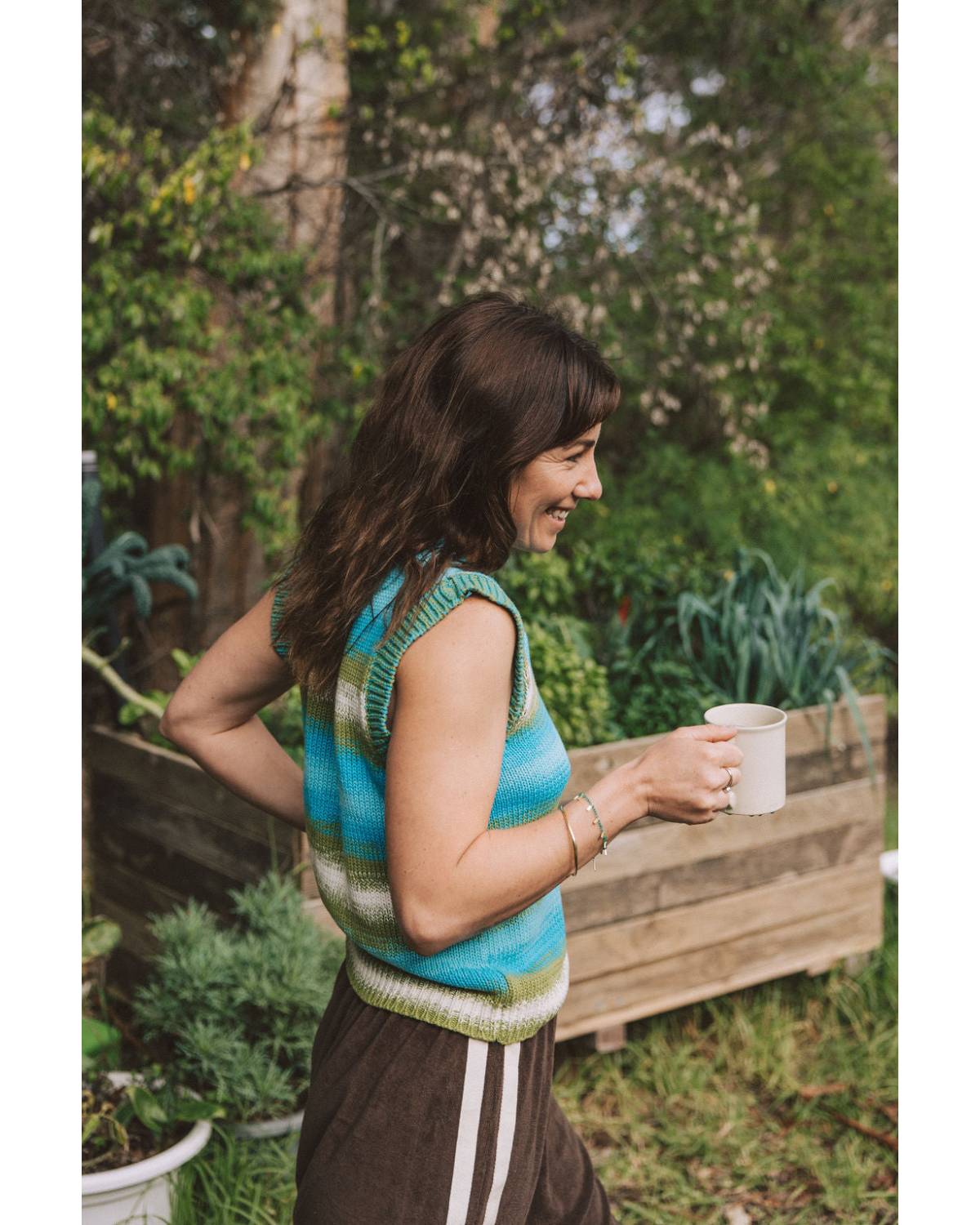 Knit Vest Ocean side view
