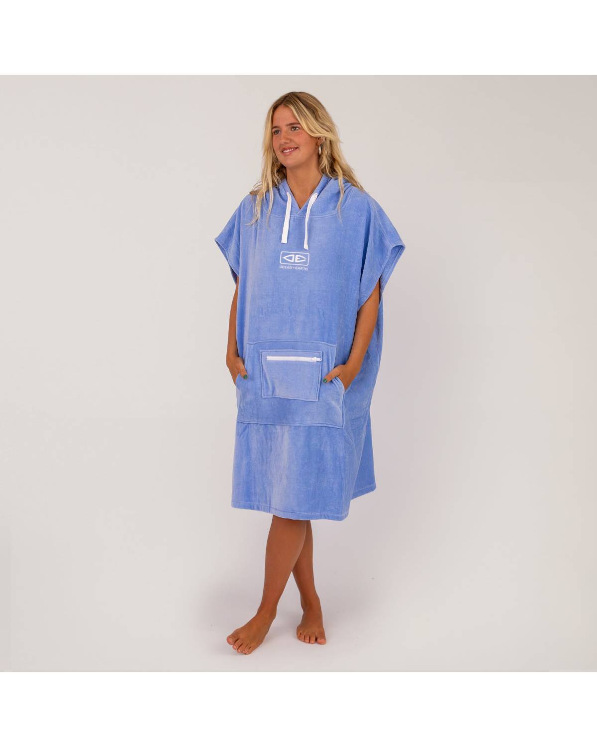 Ladies Hooded Poncho - Cornflower 