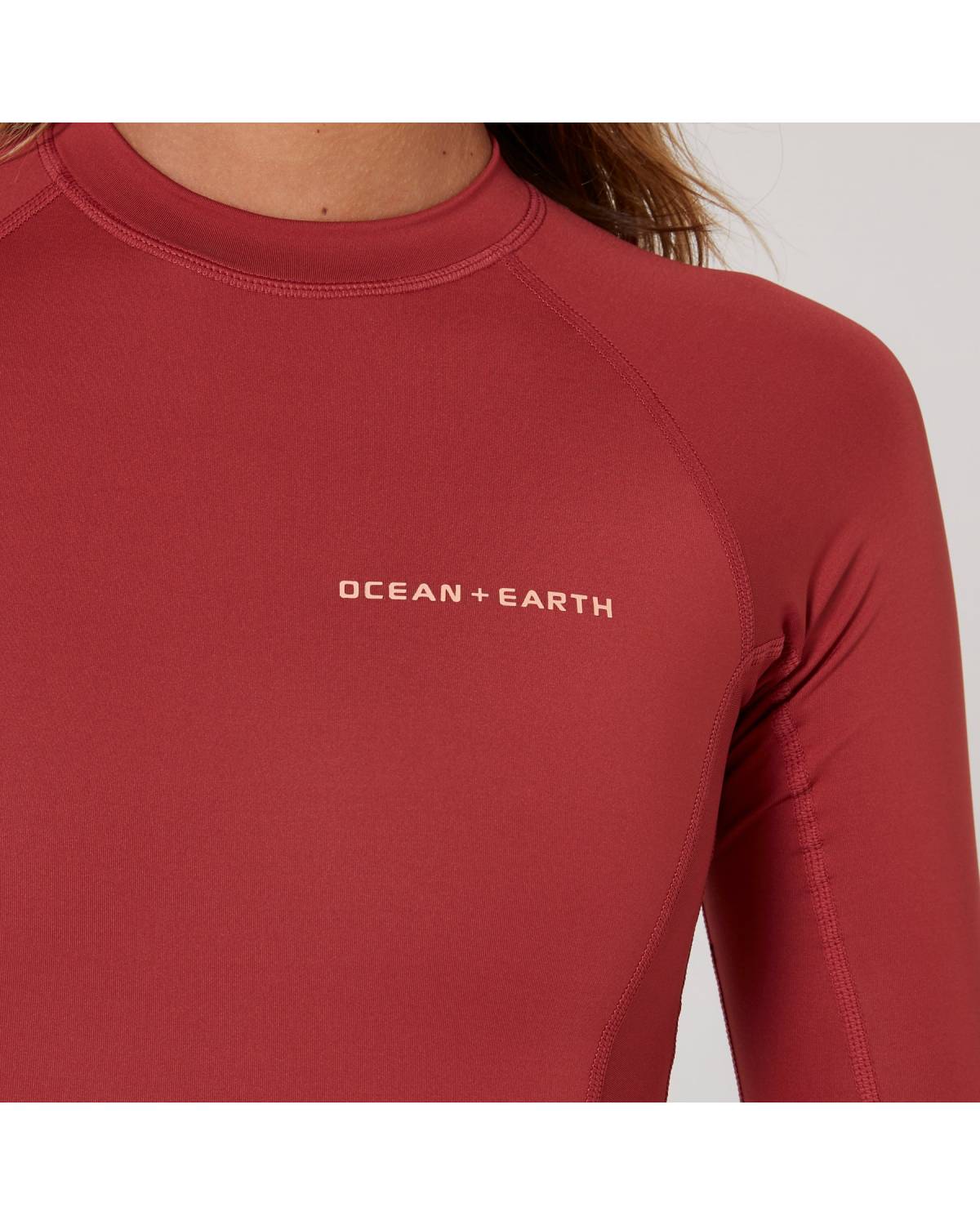 Ladies Oceana Long Sleeve Back Zip Lycra Suit - Redwood