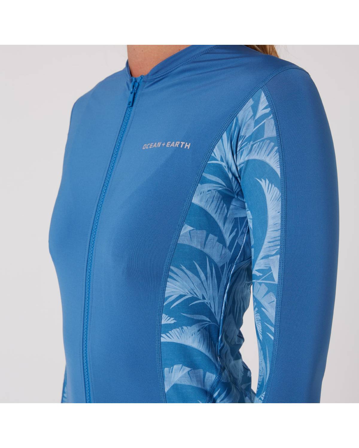 Ladies Oceana Long Sleeve Front Zip Lycra Vest - Atlantic Blue