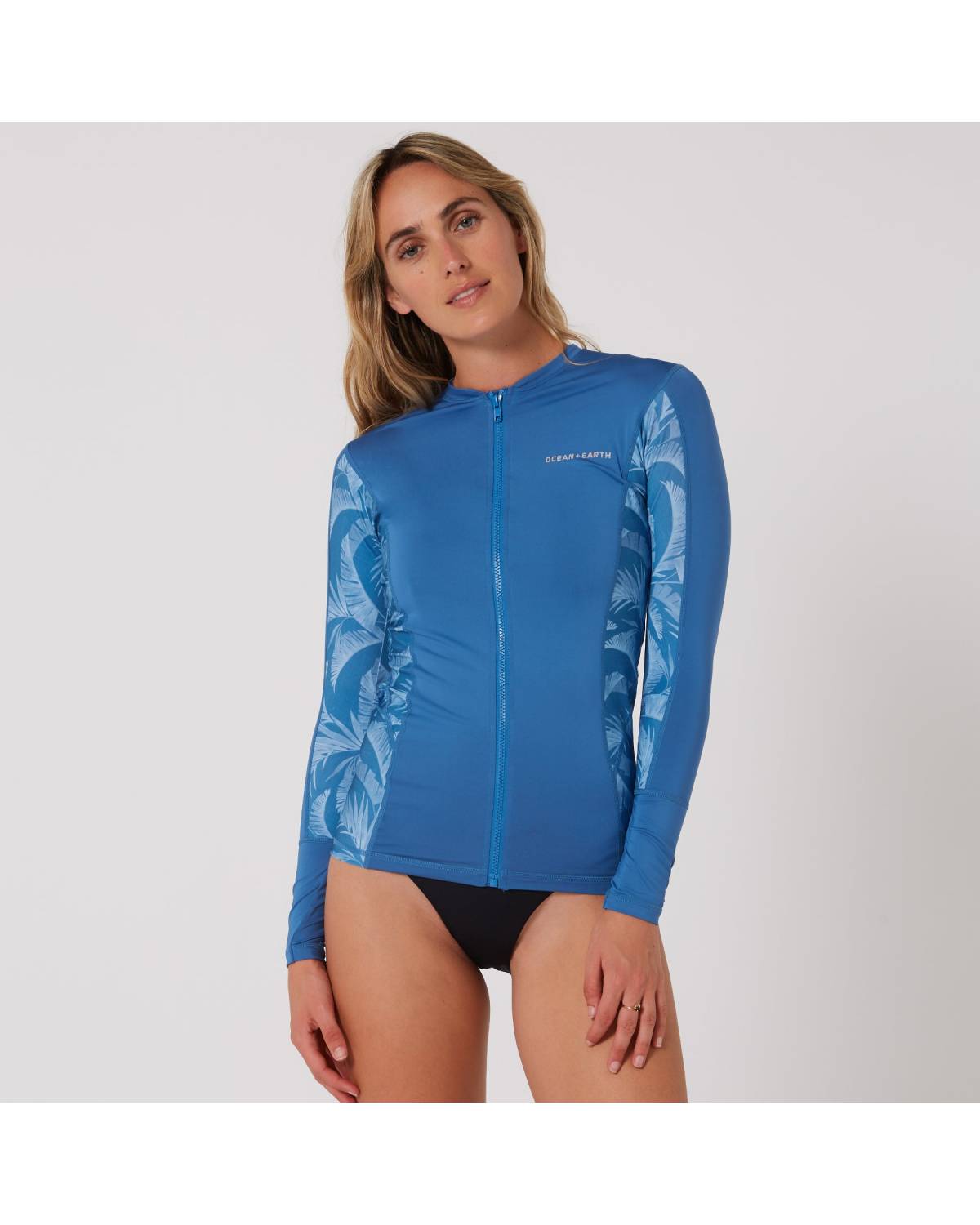 Ladies Oceana Long Sleeve Front Zip Lycra Vest - Atlantic Blue