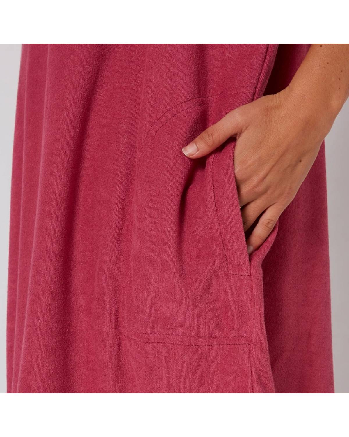 Ladies V Neck Hooded Poncho - Mauve 