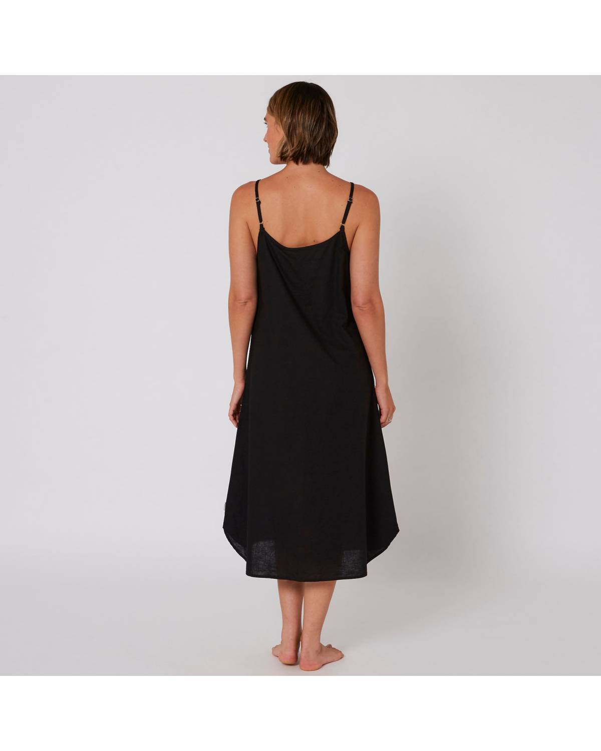 Linen Slip Dress - Black