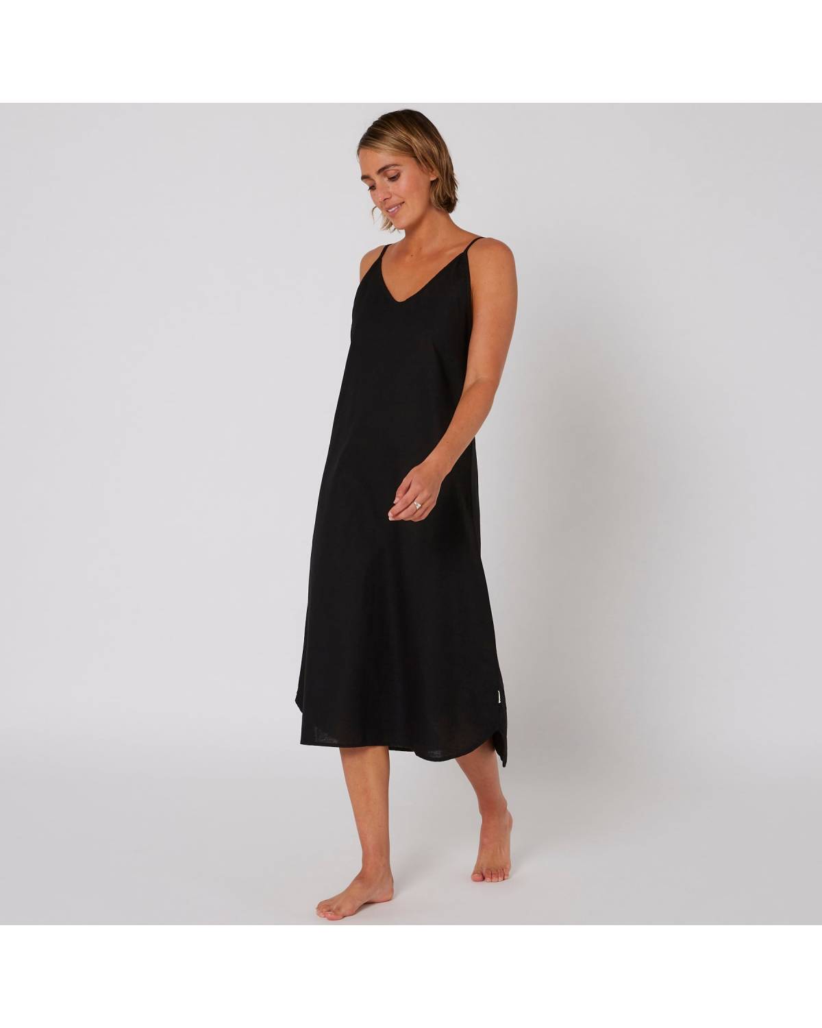 Linen Slip Dress - Black