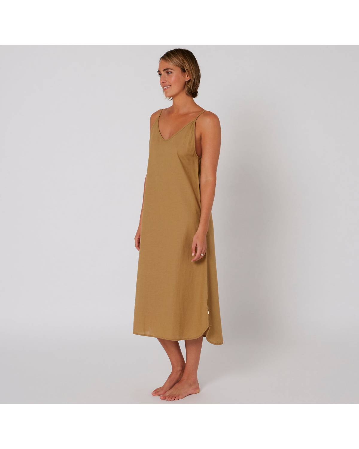 Linen Slip Dress - Kelp