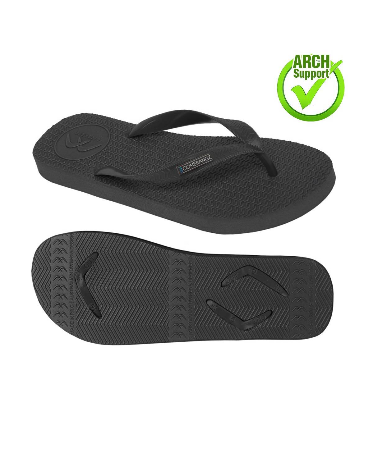 Boomerangz Men's Black Thongs arch