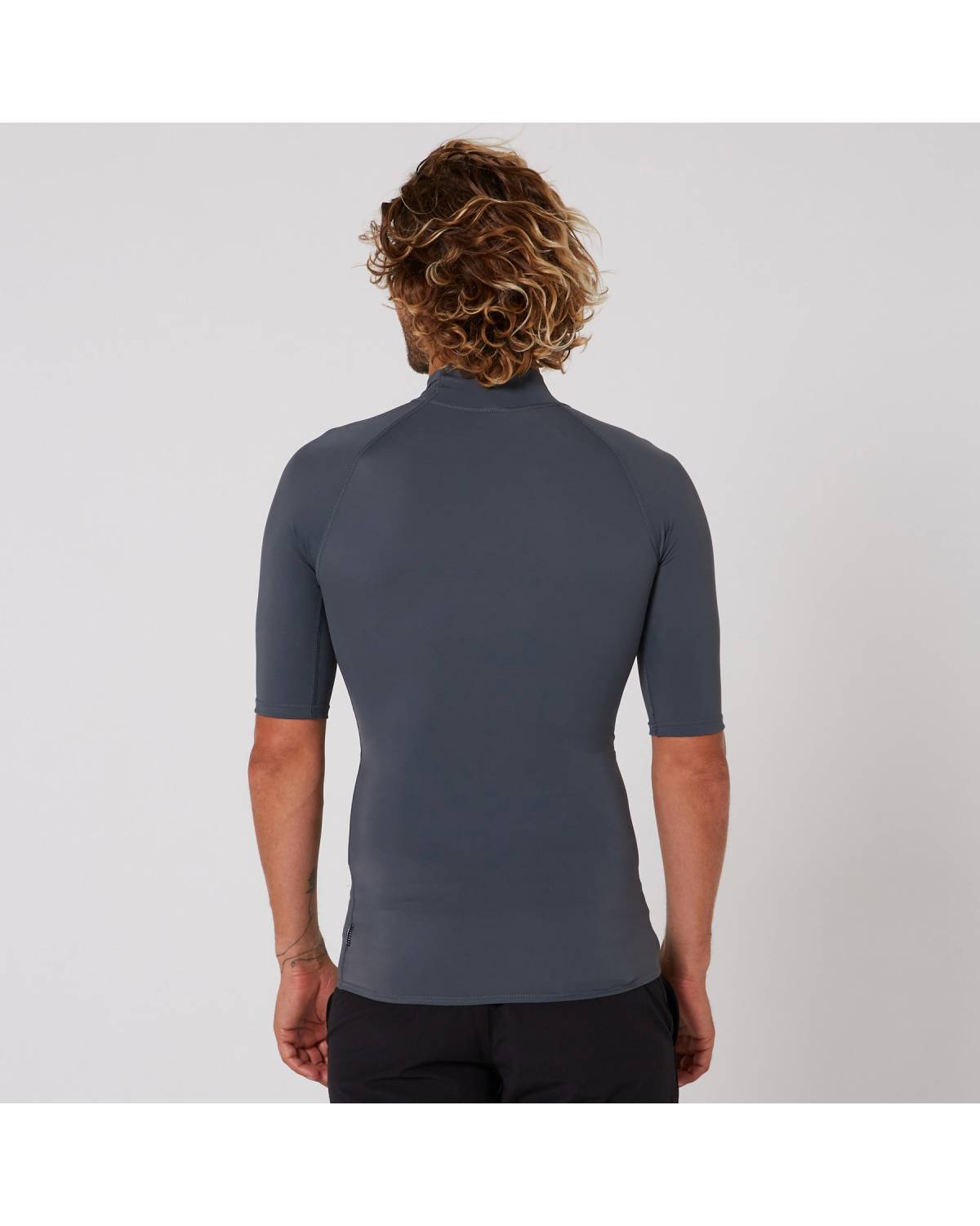 Mens Script Short Sleeve Rash Shirt - Charcoal