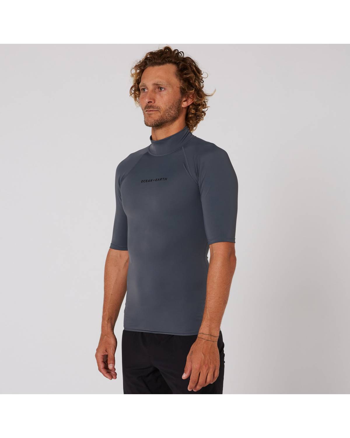 Mens Script Short Sleeve Rash Shirt - Charcoal