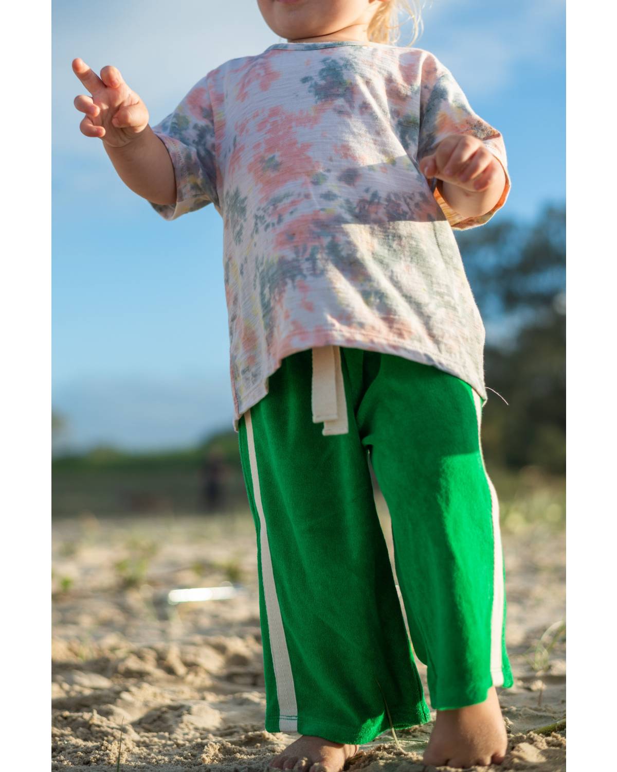 Lifestyle image with Mini Terry Pant