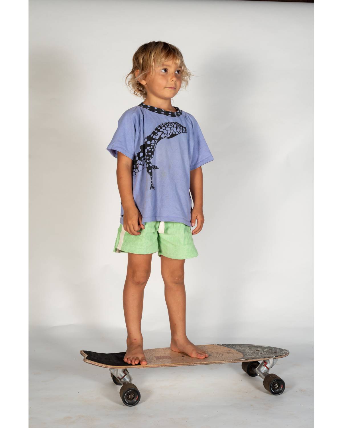 Mint shorts on skateboard standing