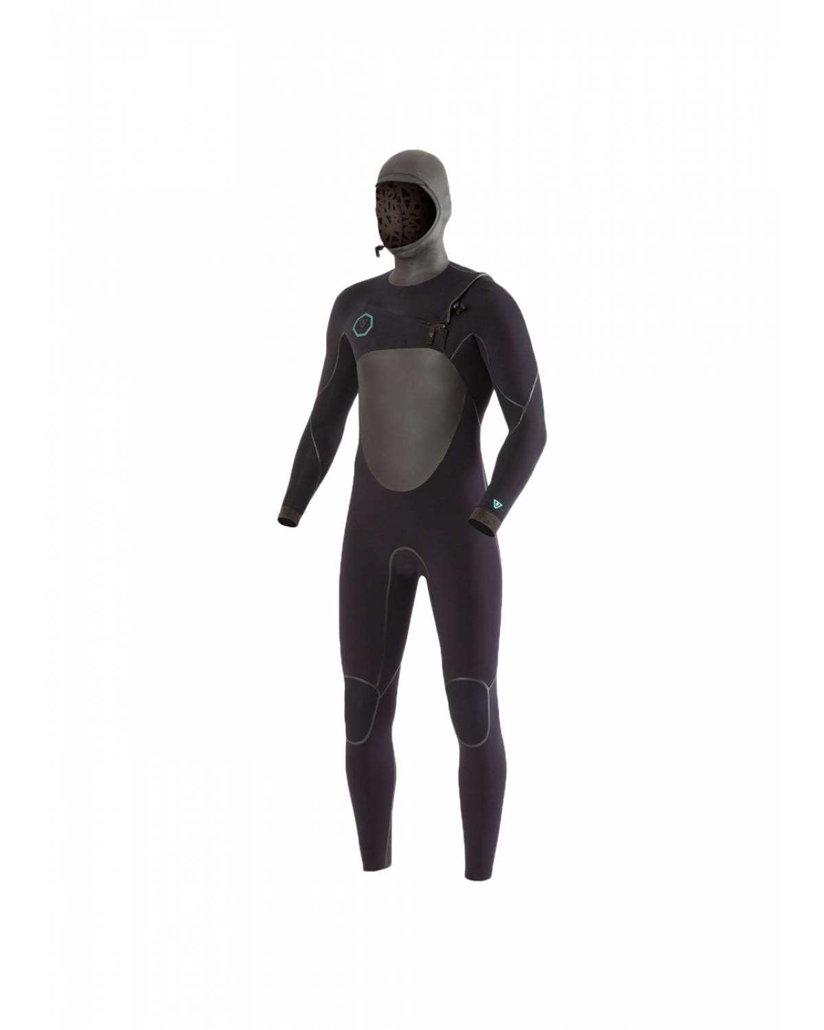 Vissla North Seas 5.5/4.5 Full Hooded Chest Zip - Black front