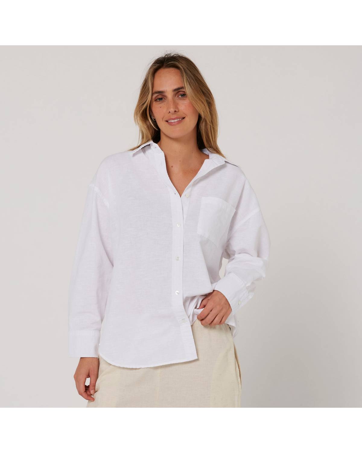 Nova Relaxed LS Shirt - White 