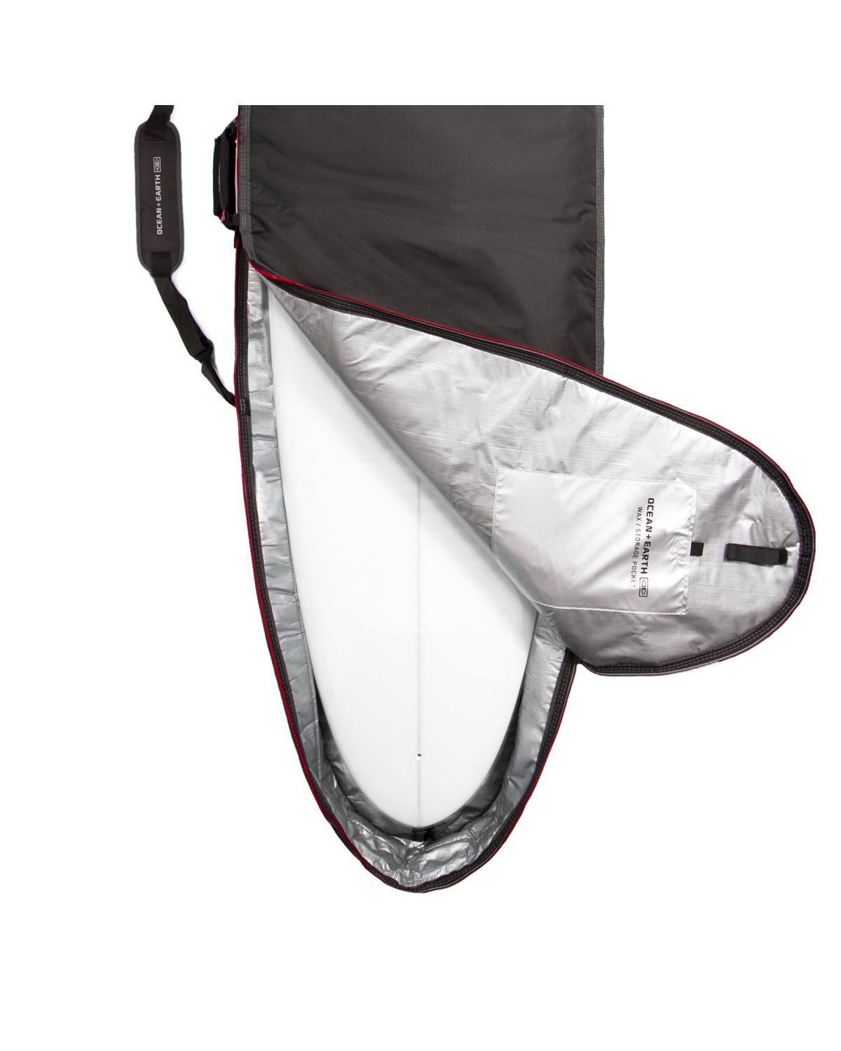 Ocean and Earth Compact Day Longboard Cover - Black/Red