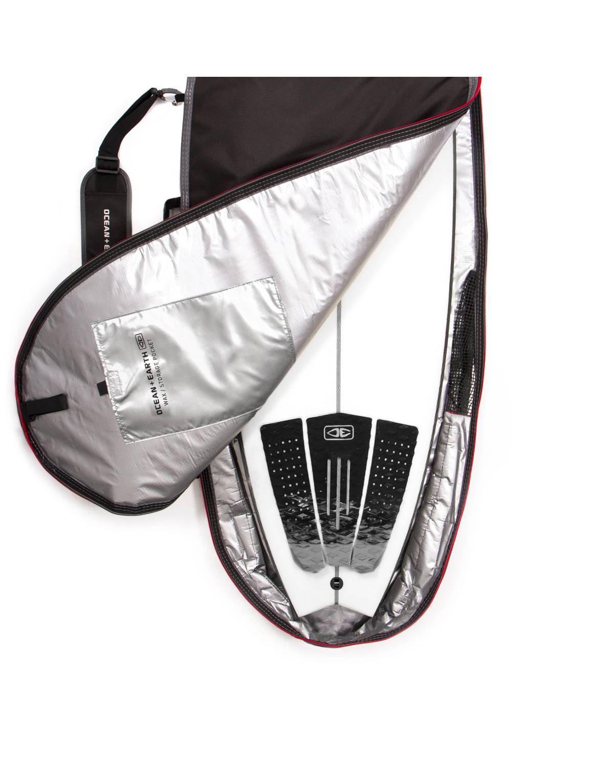 Ocean and Earth Aircon Shortboard Cover - Black Red 