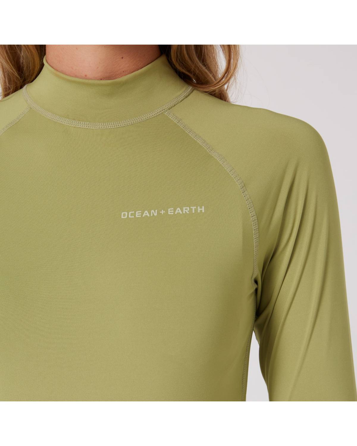 Ladies Waves Long Sleeve Rash Vest - Olive