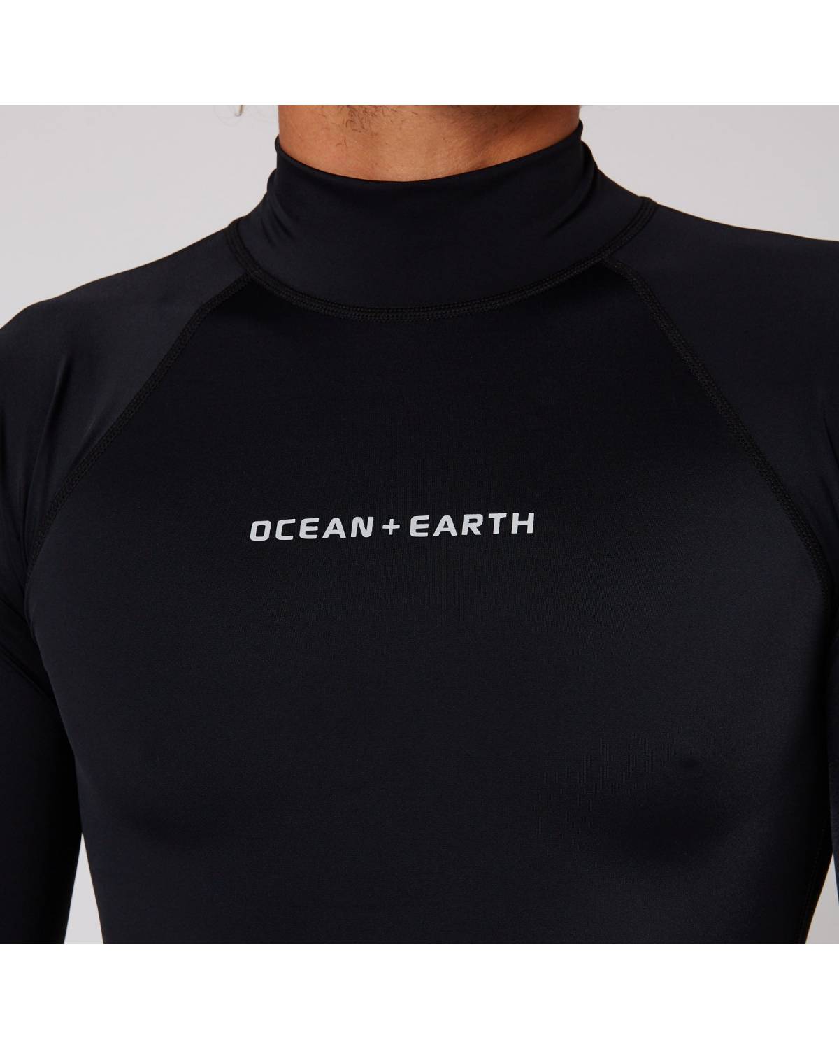 Ocean and Earth Mens Script Rash Long Sleeve Rash Shirt - Black