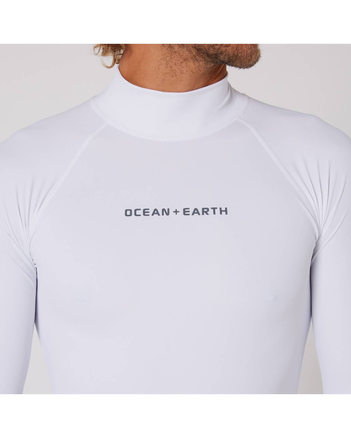 Ocean and Earth Mens Script Rash Long Sleeve Rash Shirt - White 