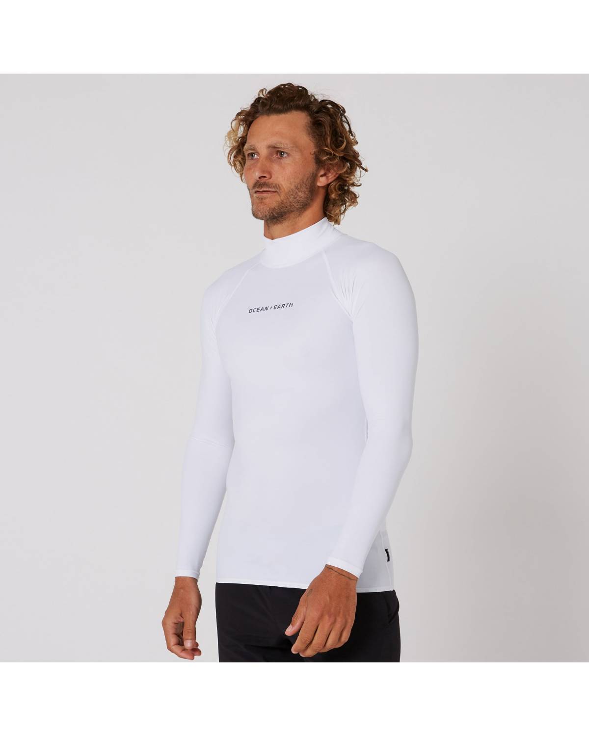 Ocean and Earth Mens Script Rash Long Sleeve Rash Shirt - White 