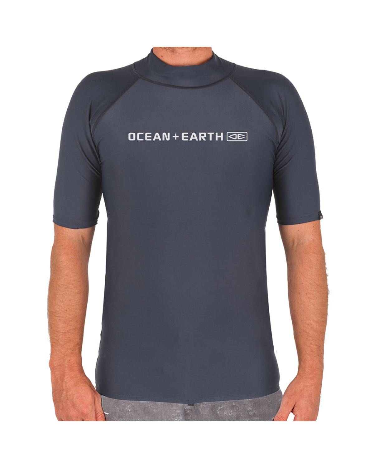 Ocean and Earth Mens Script Short Sleeve Rash Shirt - Denim
